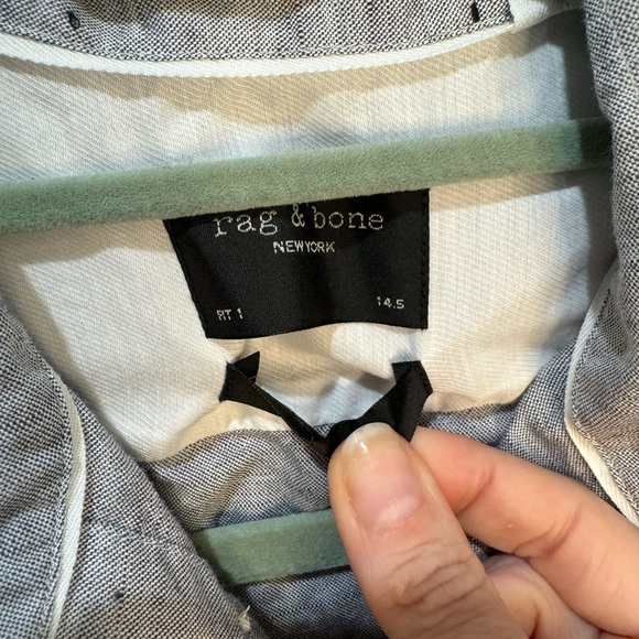Rag & Bone Mens Button Up Long Sleeve Gray Cotton Blend Shirt Fit 1, Neck 14.5 - Picture 7 of 8